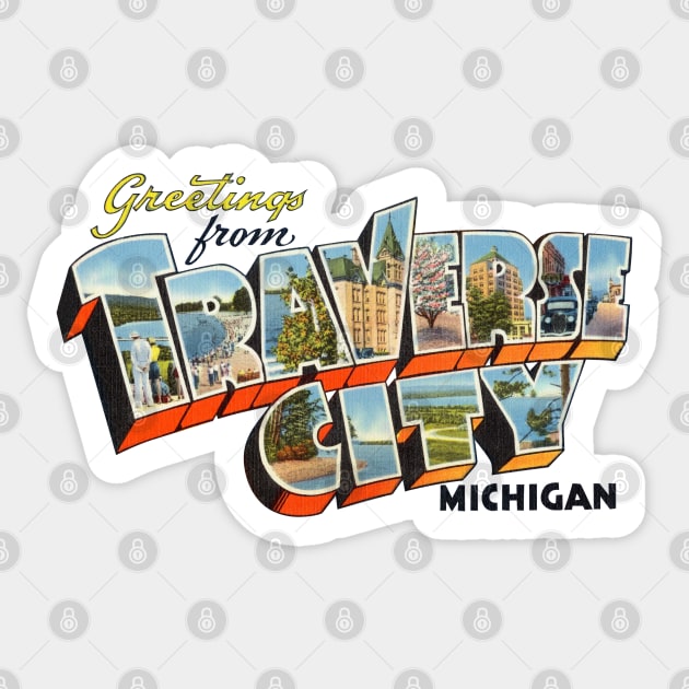 Greetings from Traverse City Michigan Sticker by reapolo